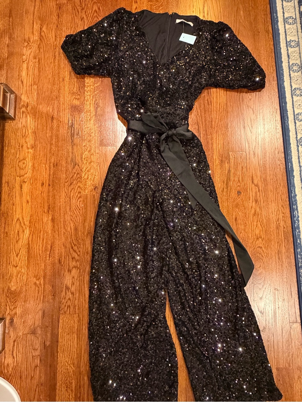 NWT LOFT Sequin Black Jumpsuit 14P